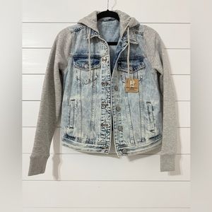 NWT, Denim Sweatshirt Jacket With Hood, Size XS
